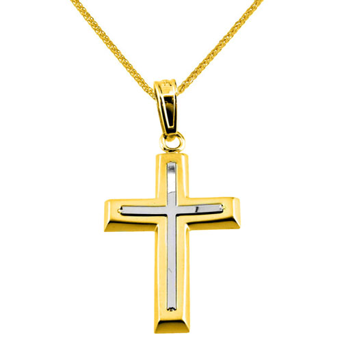Χρυσός βαπτιστικός σταυρός Κ14 με αλυσίδα
