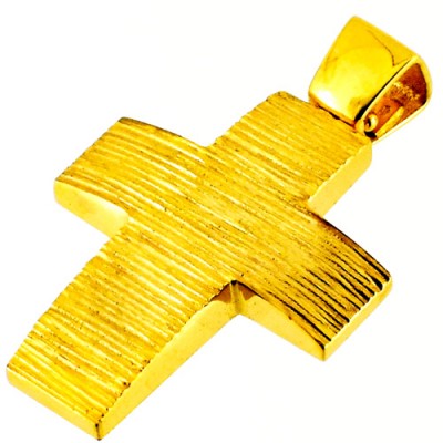 Χρυσός χειροποίητος βαπτιστικός σταυρός Κ14 με αλυσίδα