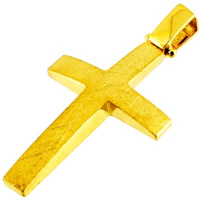 Χρυσός χειροποίητος βαπτιστικός σταυρός Κ14 με αλυσίδα