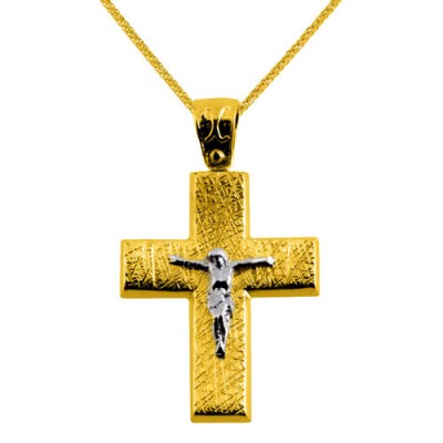 Χρυσός βαπτιστικός σταυρός Κ14 με αλυσίδα