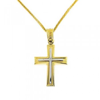 Χρυσός σταυρός Κ14 με αλυσίδα