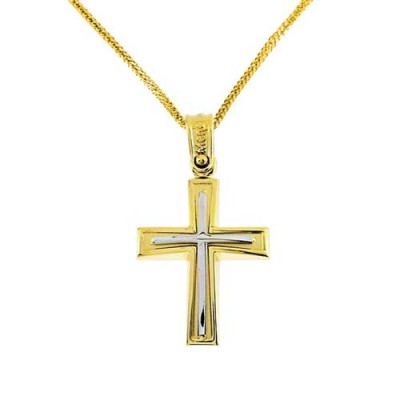 Χρυσός σταυρός Κ14 με αλυσίδα