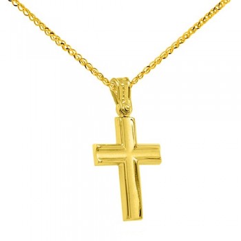 Χρυσός σταυρός 14Κ με αλυσίδα