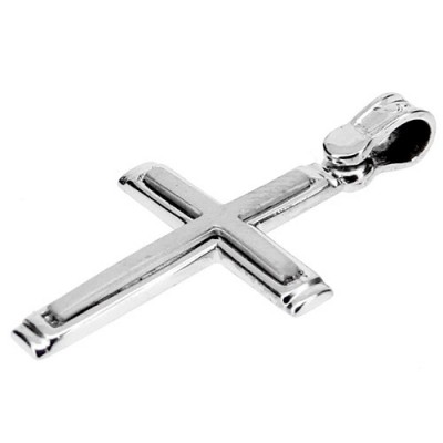 Λευκόχρυσος βαπτιστικός σταυρός Κ14 με αλυσίδα