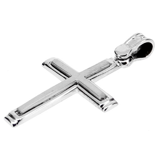 Λευκόχρυσος βαπτιστικός σταυρός Κ14 με αλυσίδα