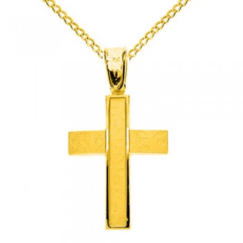 Χρυσός βαπτιστικός σταυρός Κ14 με αλυσίδα