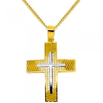 Χρυσός βαπτιστικός σταυρός Κ14 με αλυσίδα