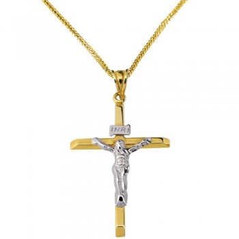 Χρυσός σταυρός Κ14 με αλυσίδα