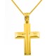 Χρυσός βαπτιστικός σταυρός Κ14 με αλυσίδα