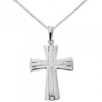 Λευκόχρυσος σταυρός Κ14 με αλυσίδα