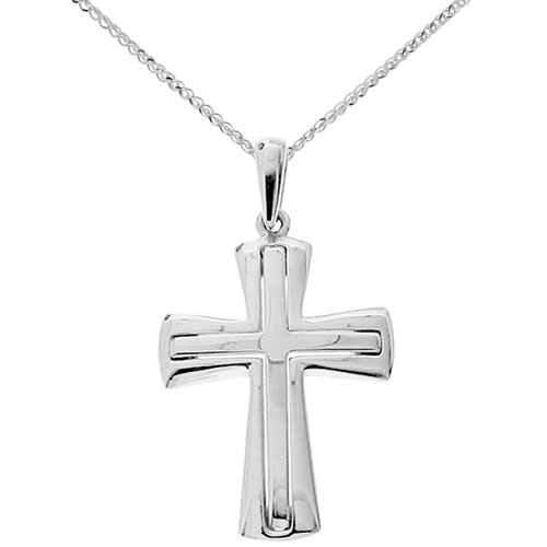 Λευκόχρυσος σταυρός Κ14 με αλυσίδα