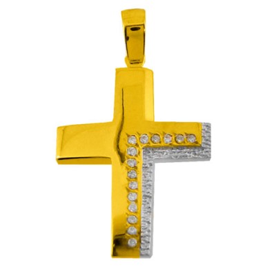 Χρυσός βαπτιστικός σταυρός Κ14 με ζιργκόν