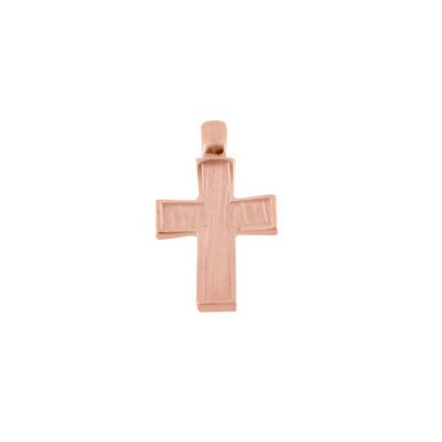 Μασίφ σταυρός διπλής όψης από ροζ χρυσό Κ14