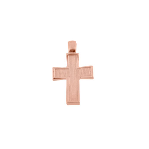 Μασίφ σταυρός διπλής όψης από ροζ χρυσό Κ14