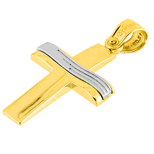 Χρυσός βαπτιστικός σταυρός Κ14 με αλυσίδα