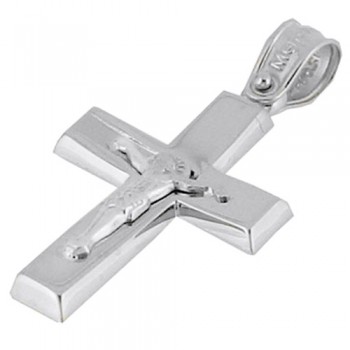 Λευκόχρυσος βαπτιστικός σταυρός Κ14 με αλυσίδα