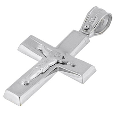 Λευκόχρυσος βαπτιστικός σταυρός Κ14 με αλυσίδα