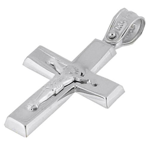 Λευκόχρυσος βαπτιστικός σταυρός Κ14 με αλυσίδα