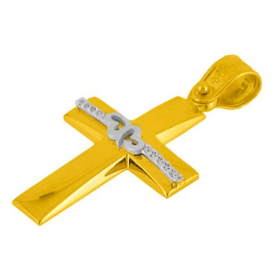 Χρυσός βαπτιστικός σταυρός Κ14 με αλυσίδα