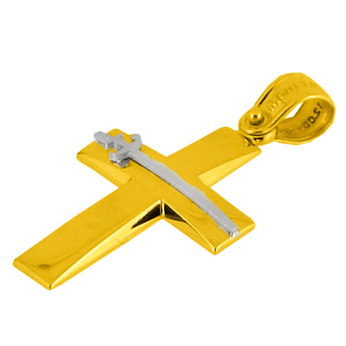 Χρυσός βαπτιστικός σταυρός Κ14 με αλυσίδα