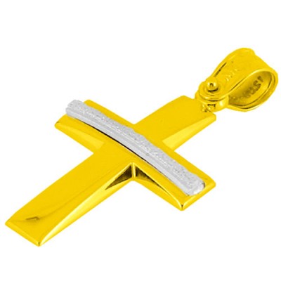 Χρυσός βαπτιστικός σταυρός Κ14 με αλυσίδα