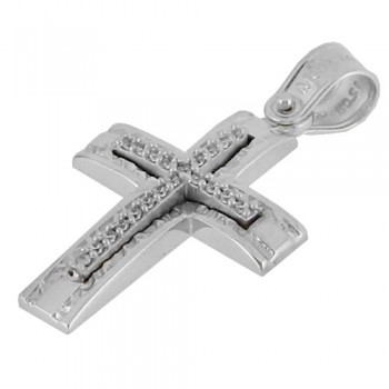 Λευκόχρυσος βαπτιστικός σταυρός Κ14 με αλυσίδα