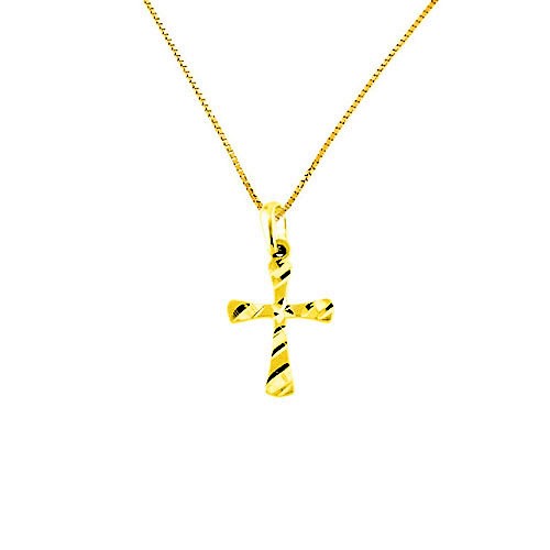 Χρυσός σταυρός Fashion K14 με αλυσίδα