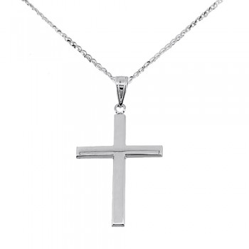 Λευκόχρυσος σταυρός Κ14 με αλυσίδα