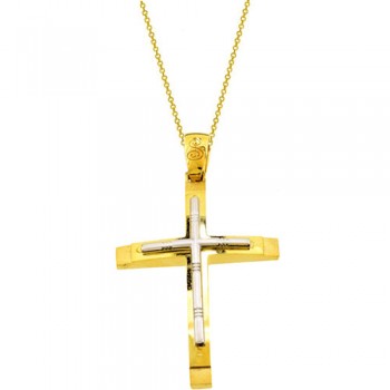 Χρυσός σταυρός Κ14 με αλυσίδα
