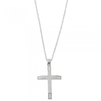Λευκόχρυσος σταυρός Κ14 με αλυσίδα
