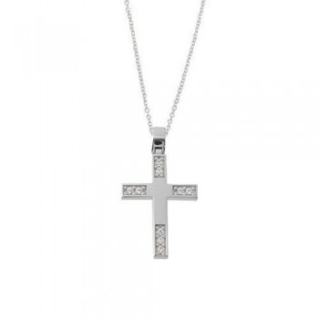 Λευκόχρυσος σταυρός Κ14 με αλυσίδα
