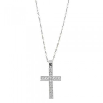 Λευκόχρυσος σταυρός Κ14 με αλυσίδα
