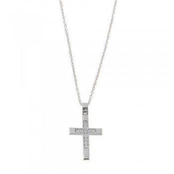 Λευκόχρυσος σταυρός Κ14 με αλυσίδα