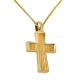 Χρυσός μασίφ σταυρός Κ14 με αλυσίδα