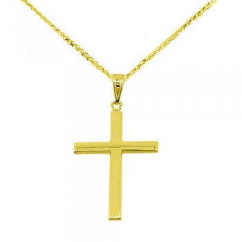 Χρυσός σταυρός Κ14 με αλυσίδα