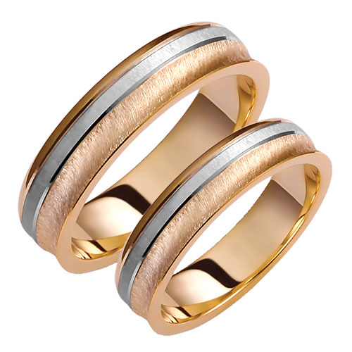 Σετ χρυσές βέρες δίχρωμες γάμου αρραβώνα Κ14