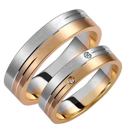 Σετ βέρες από κίτρινο και λευκό χρυσό σε Κ14