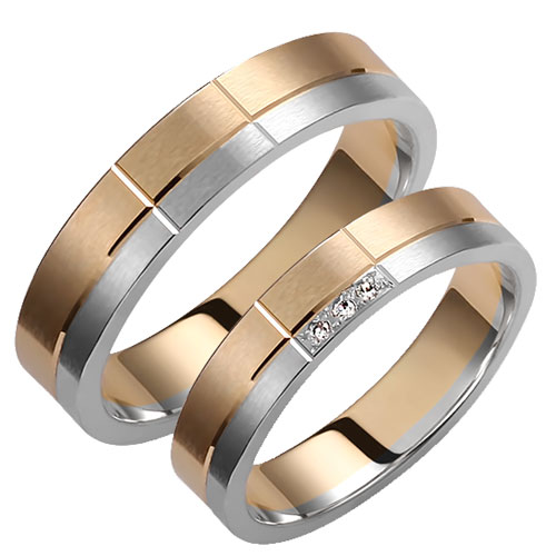 Σετ χρυσές δίχρωμες βέρες Κ14