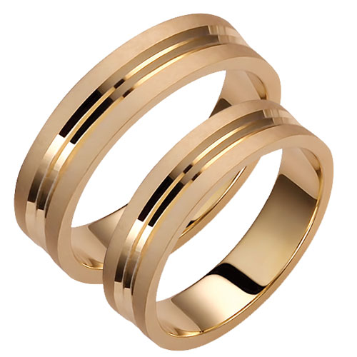 Σετ χρυσές βέρες γάμου αρραβώνα Κ14