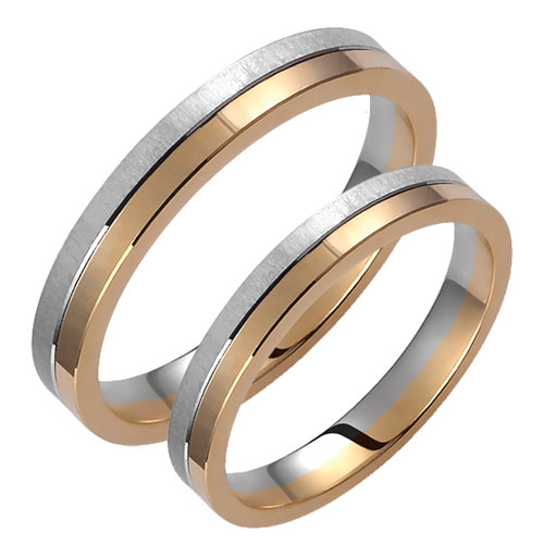 Σετ βέρες από κίτρινο και λευκό χρυσό Κ14