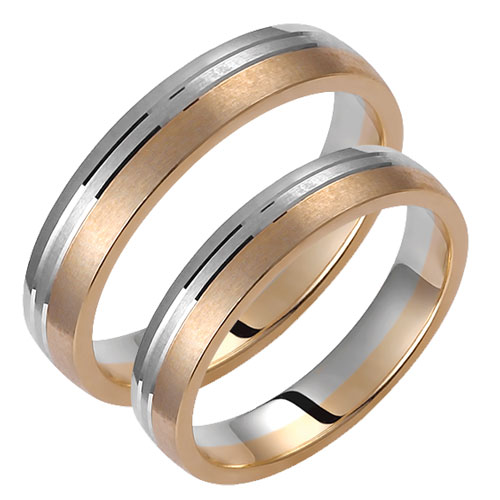 Σετ βέρες από κίτρινο και λευκό χρυσό Κ14