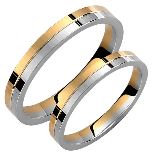 Σετ βέρες από κίτρινο και λευκό χρυσό 9 καρατίων