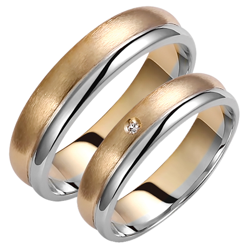 Σετ χρυσές δίχρωμες βέρες γάμου αρραβώνα Κ14