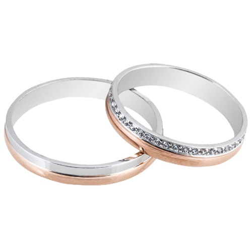 Maschio Femmina σετ χρυσές δίχρωμες βέρες Κ14