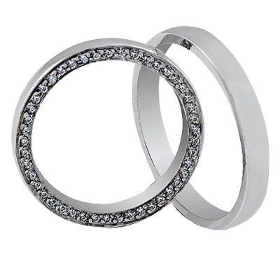 Maschio Femmina σετ λευκόχρυσες βέρες Κ14 