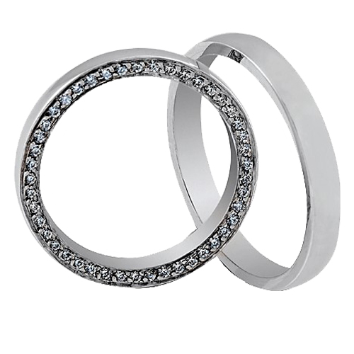 Maschio Femmina σετ λευκόχρυσες βέρες Κ14 