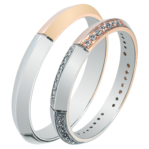 Maschio Femmina σετ χρυσές δίχρωμες βέρες Κ14