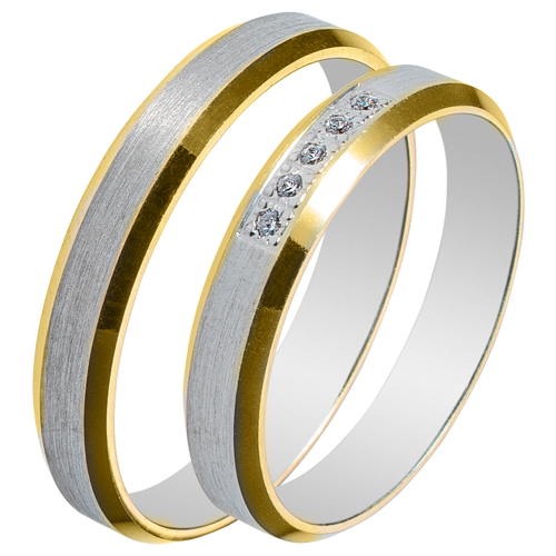 Maschio Femmina σετ χρυσές δίχρωμες βέρες Κ14