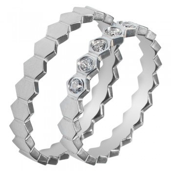 Maschio Femmina σετ λευκόχρυσες βέρες Κ14 