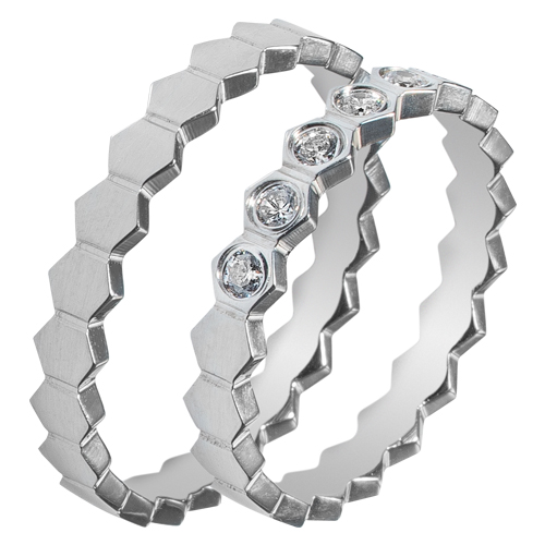 Maschio Femmina σετ λευκόχρυσες βέρες Κ14 